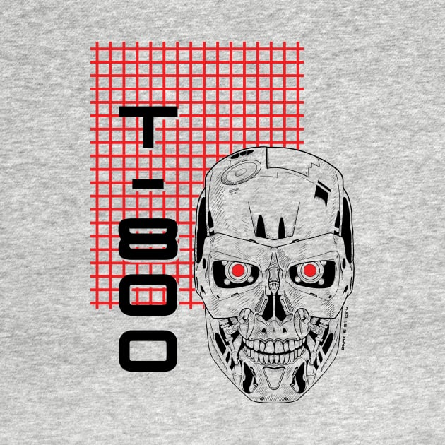 Terminator Skull - T-800 - Laser Grid Cyberpunk by Dark & Sticky